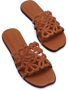🆕Women's Brown Flat Sandals 2026 Luxury Open Toe Dressy Slip On Comfortable